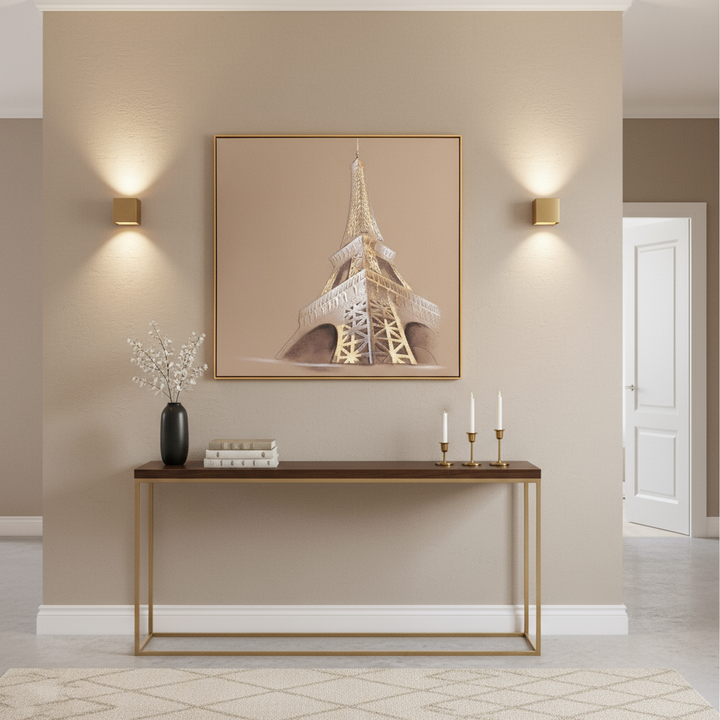 Eiffel Heights Harmony Hand painting painting for Home Wall (With Outer Floater Frame) (39x39 Inches)