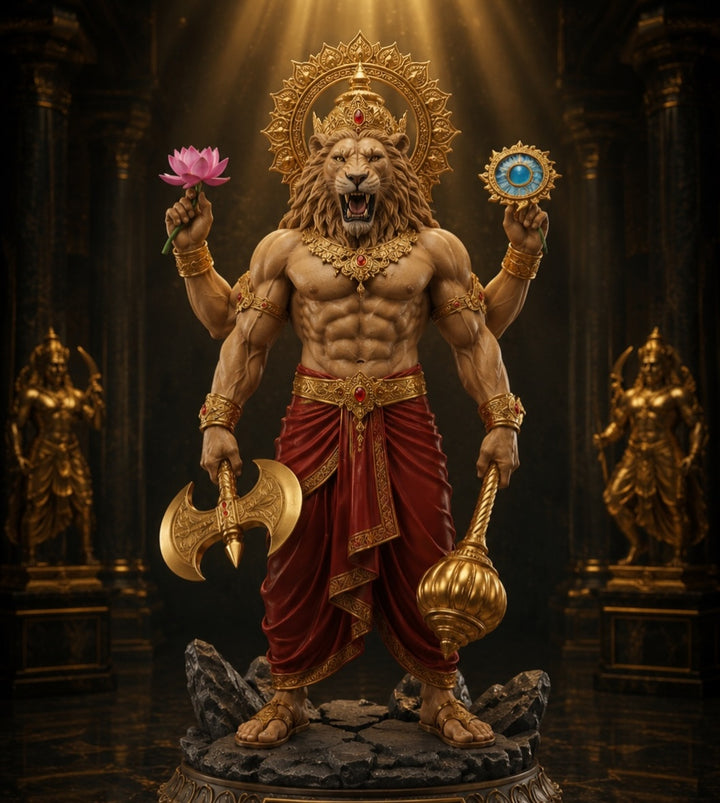 Narasimha: The Divine Protector Idol With Stand