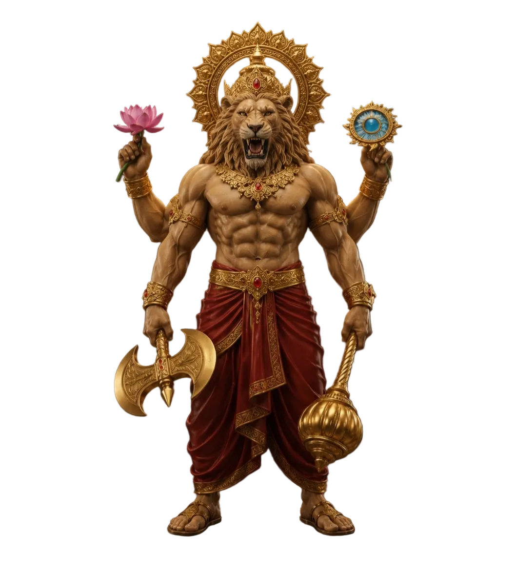 Narasimha: The Divine Protector Idol With Stand