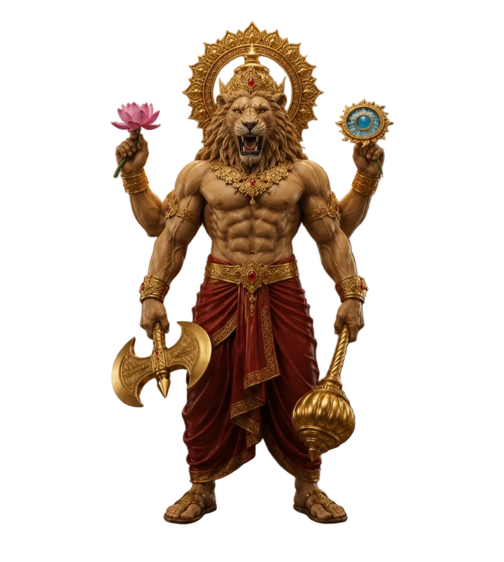 Narasimha: The Divine Protector Idol With Stand