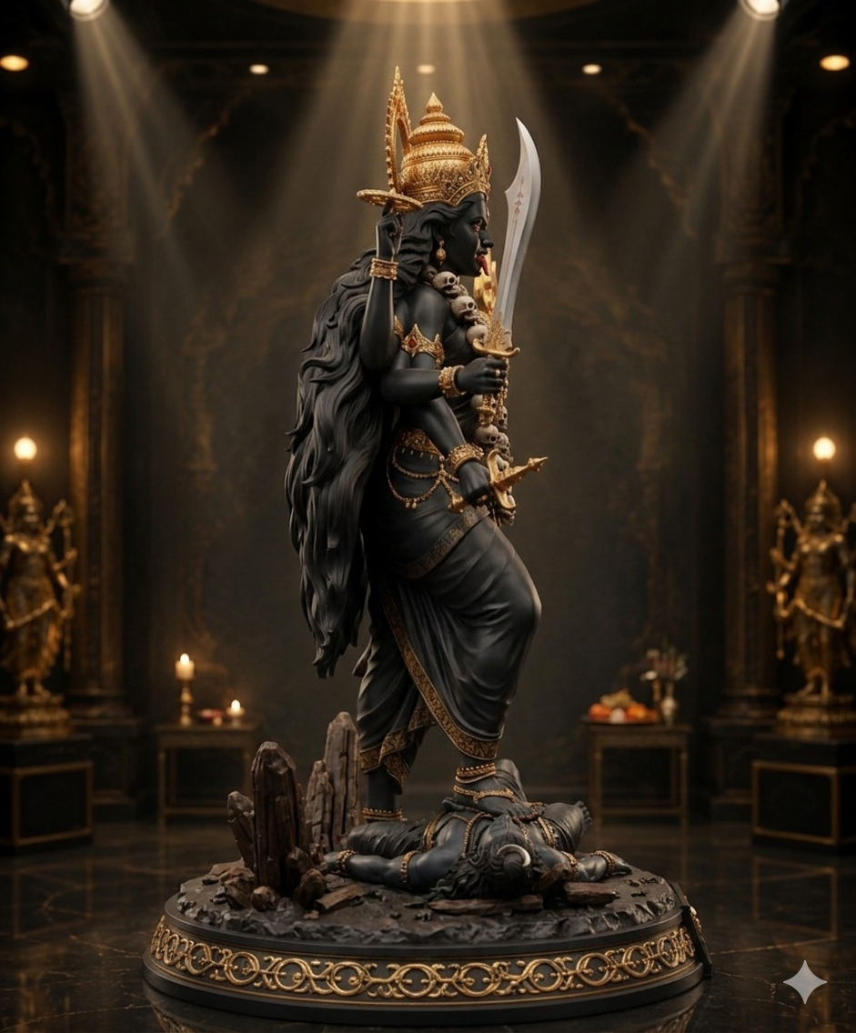 Maha Kali: The Divine Cosmic Warrior Statue With Stand