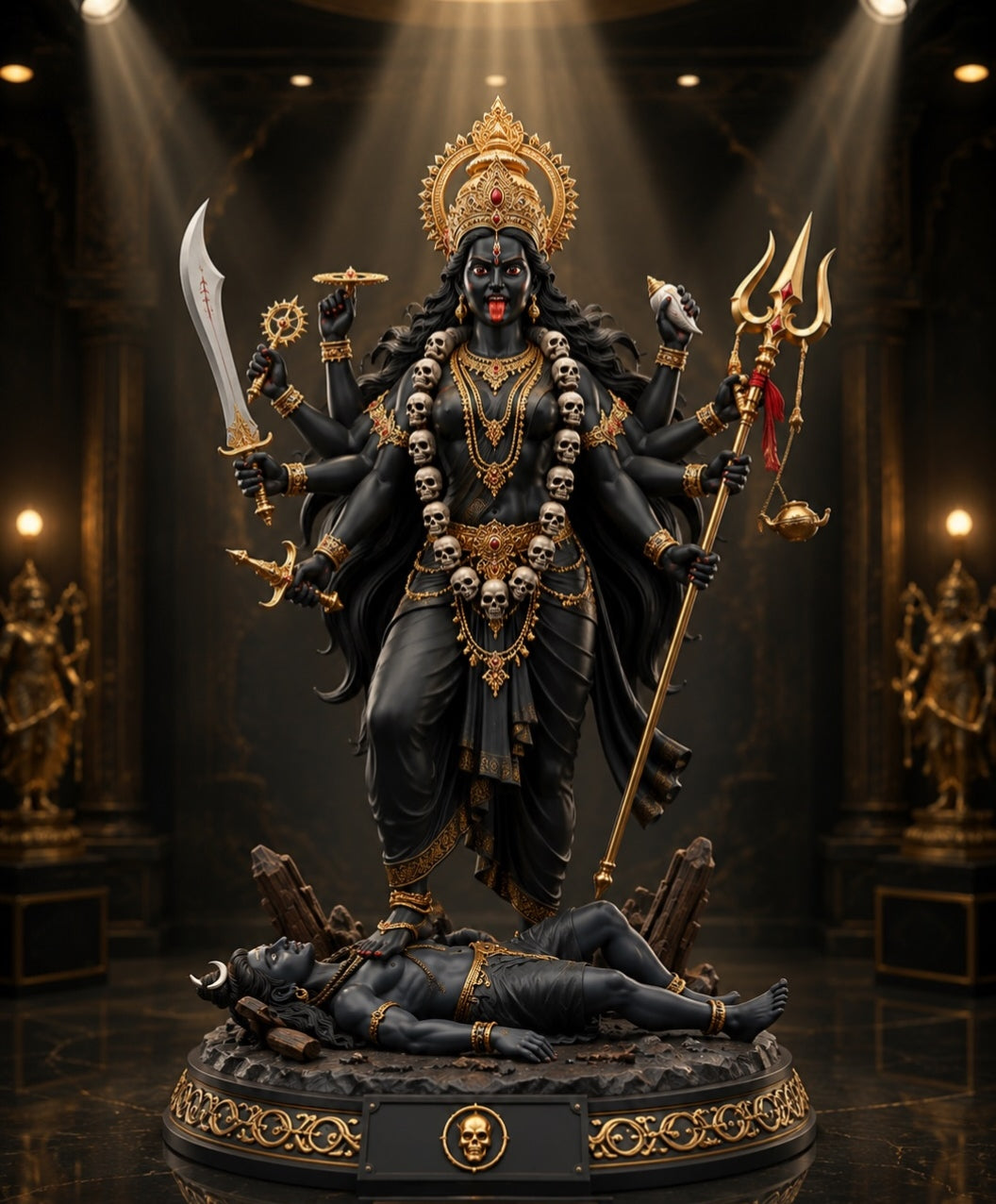Maha Kali: The Divine Cosmic Warrior Statue With Stand