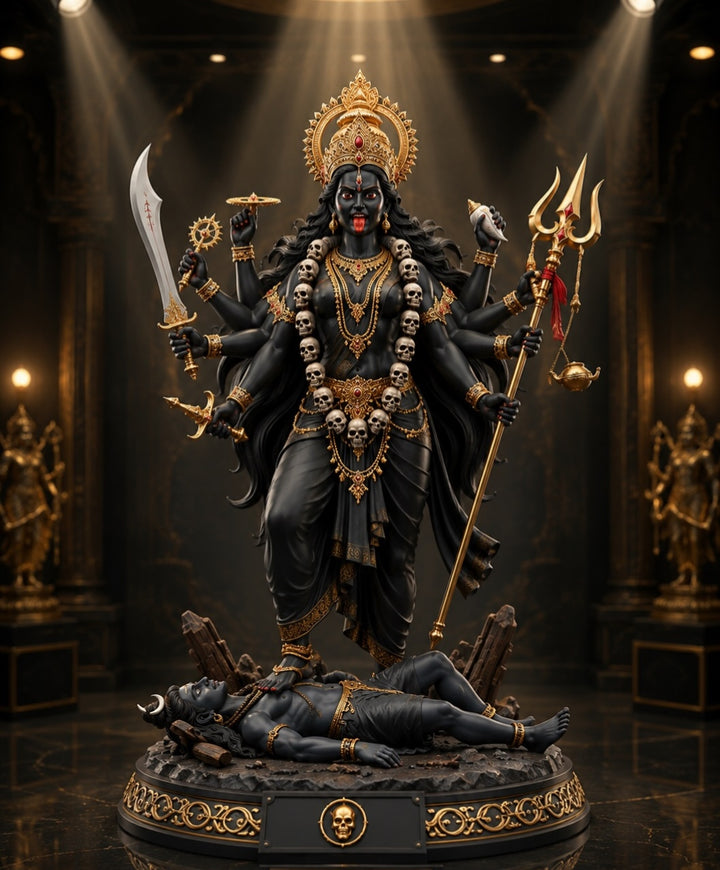 Maha Kali: The Divine Cosmic Warrior Statue With Stand