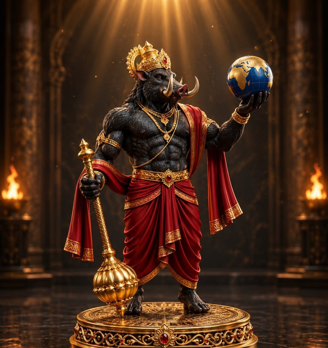 Lord Varaha Supreme Devotion Idol With Stand