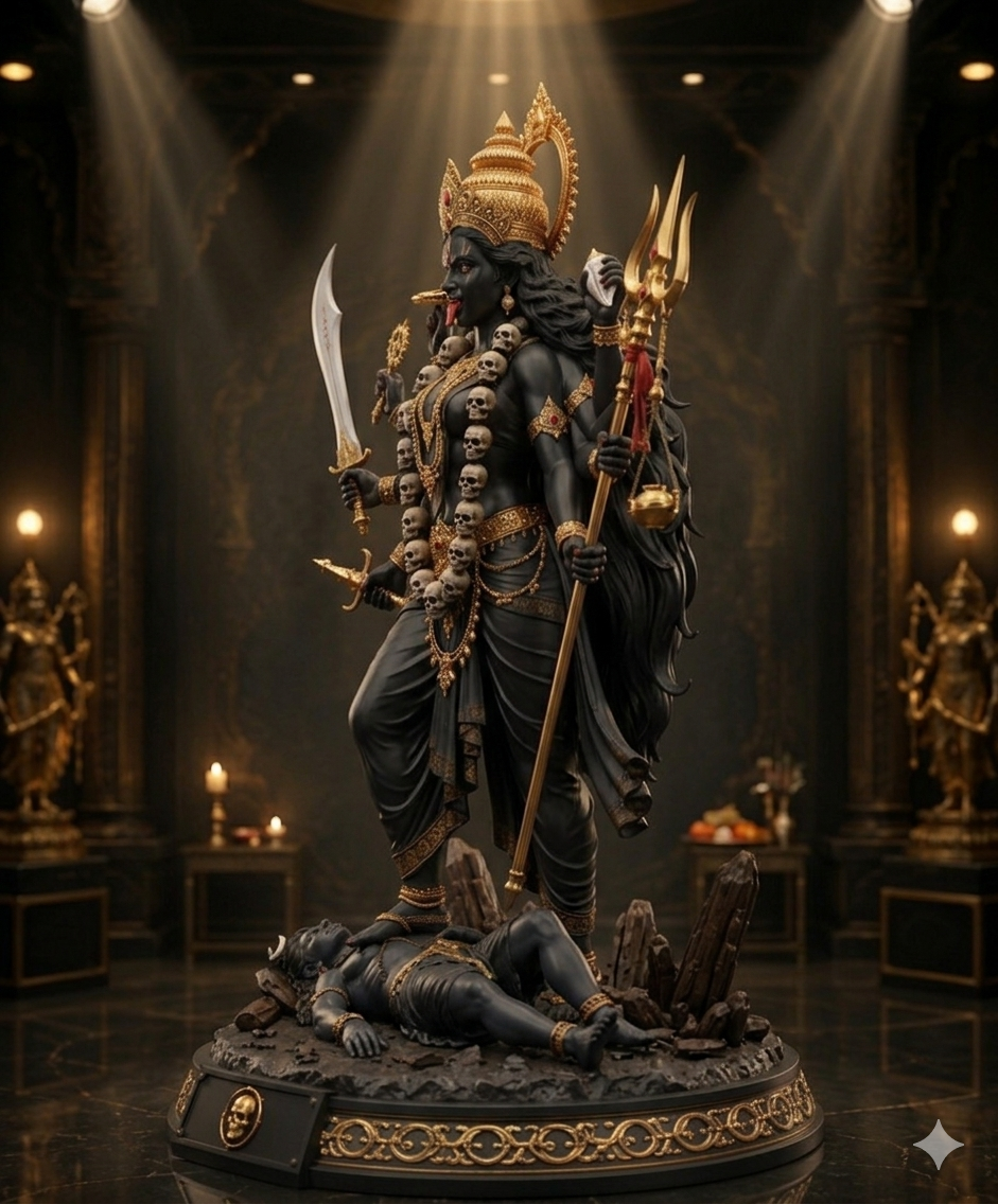 Maha Kali: The Divine Cosmic Warrior Statue With Stand