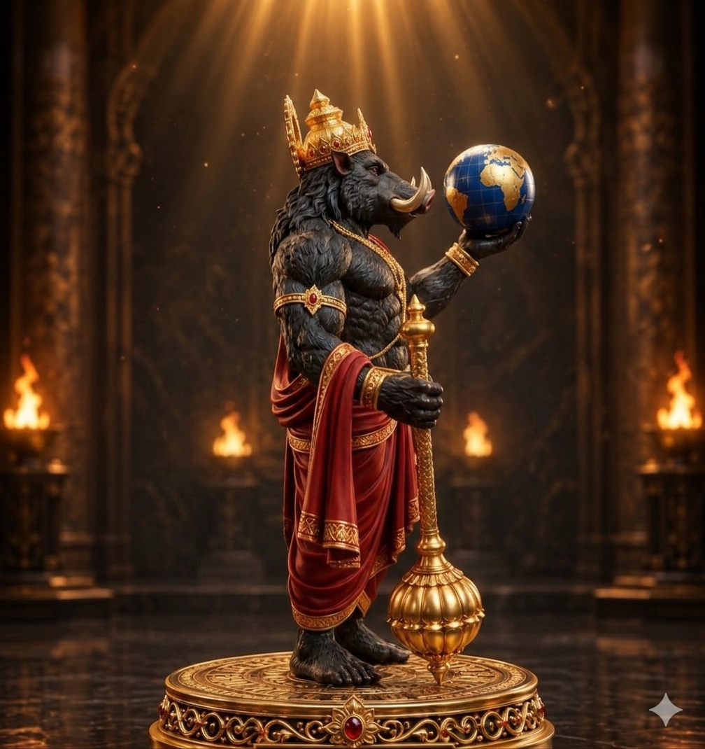 Lord Varaha Supreme Devotion Idol With Stand