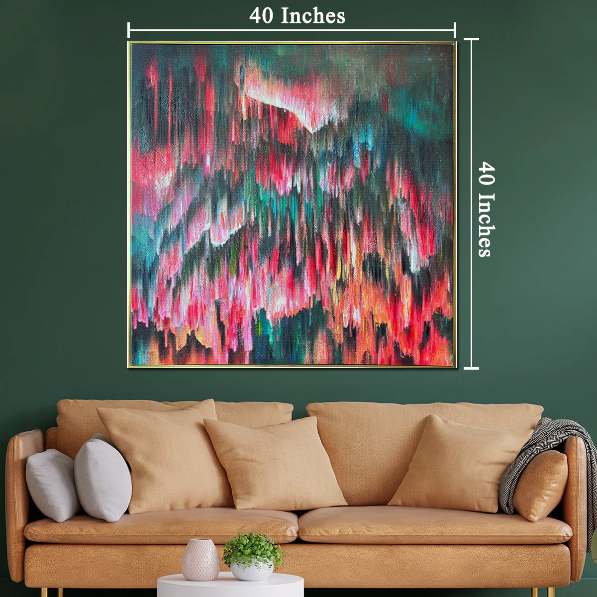 Playful Impressions  Handpainted Wall Paintings abstract (With outer Floater Frame) (40 x 40 Inches)
