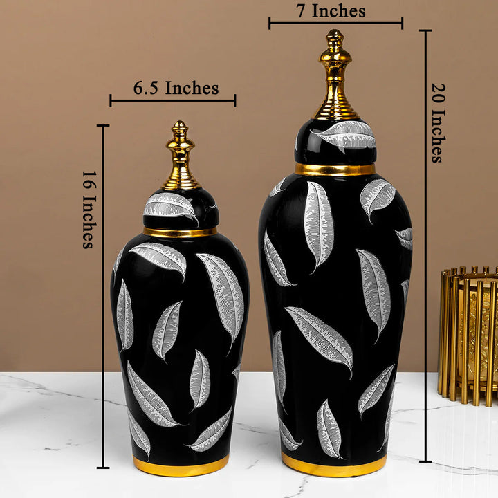 Mystic Moonstone Decorative Vase And Showpiece - Set of 2
