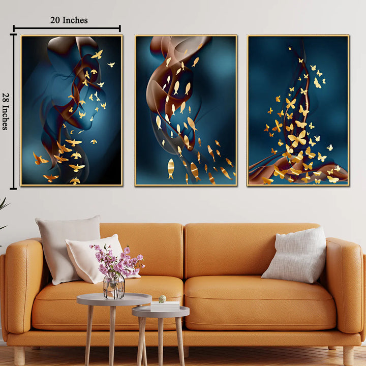 Color Spring Framed Canvas Wall Paintings - Set of 3