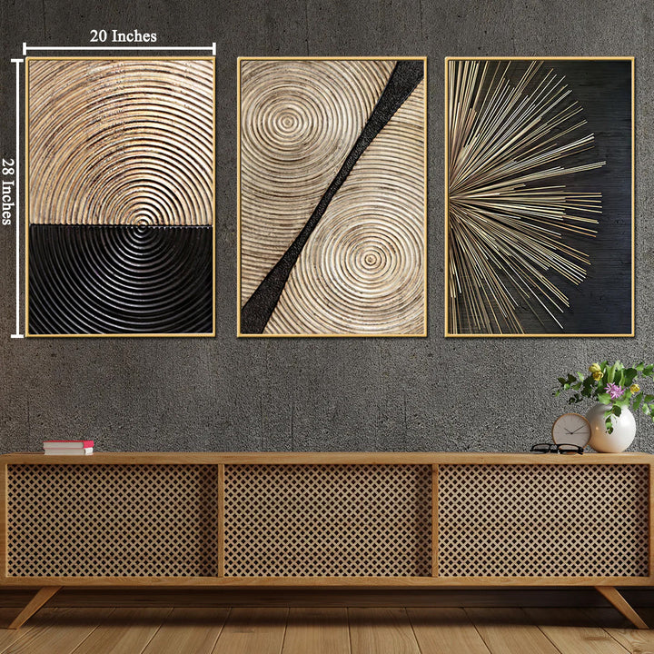 Rising Sun Framed Canvas paintings - Set Of 3